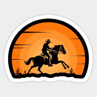 Beautiful Sunset with horse jocky Sticker